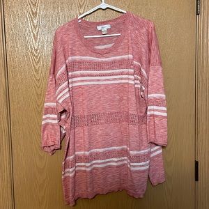 CJ Banks 3xl top. White stripes and red/pink blend